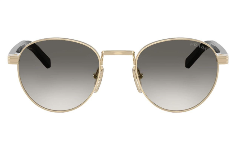 Prada PR B52S ZVN02C 49 Unisex Oval Gold Metal Güneş Gözlüğü