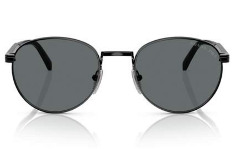 Prada PR B51S 1AB5Z1 53 Unisex Oval Siyah Metal Güneş Gözlüğü